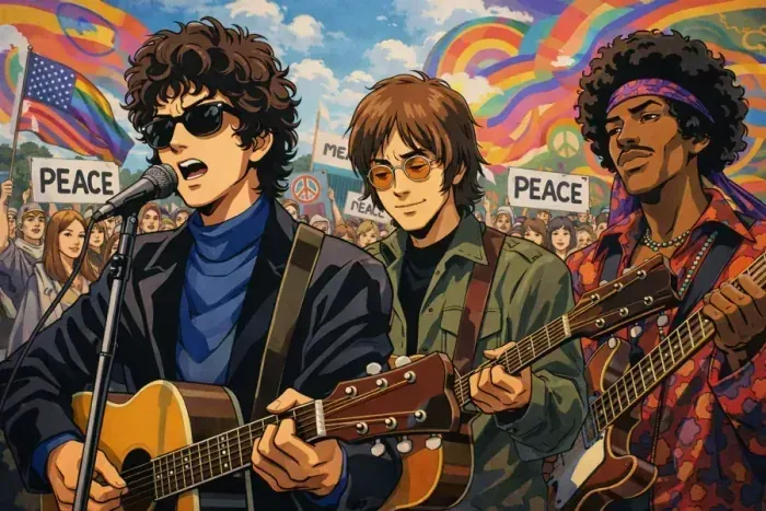 Cover image for The 1960s in Music: Pop, Protest, and the Reshaping of Sound