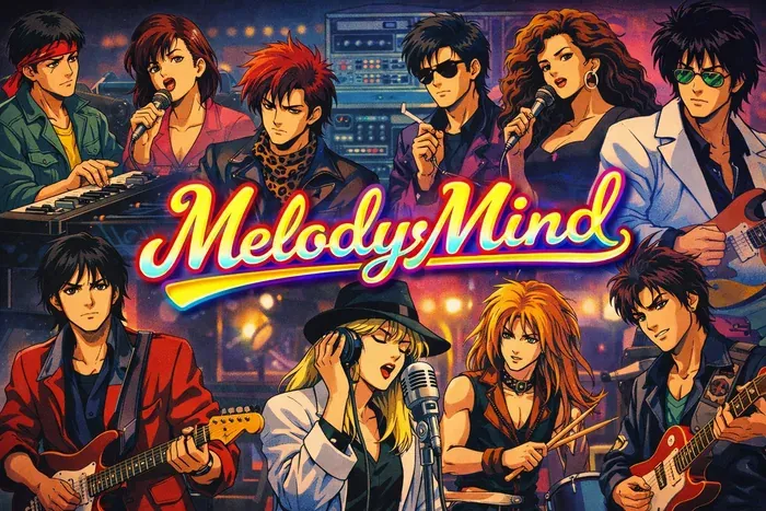 Melody Mind collage artwork representing music history and genre connections