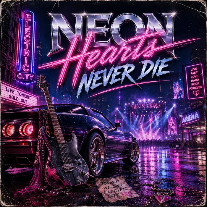 Cover art for the album Neon Hearts Never Die