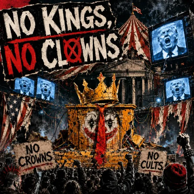 Cover art for the album No Kings, No Clowns