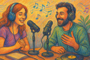 Podcast microphone and notes